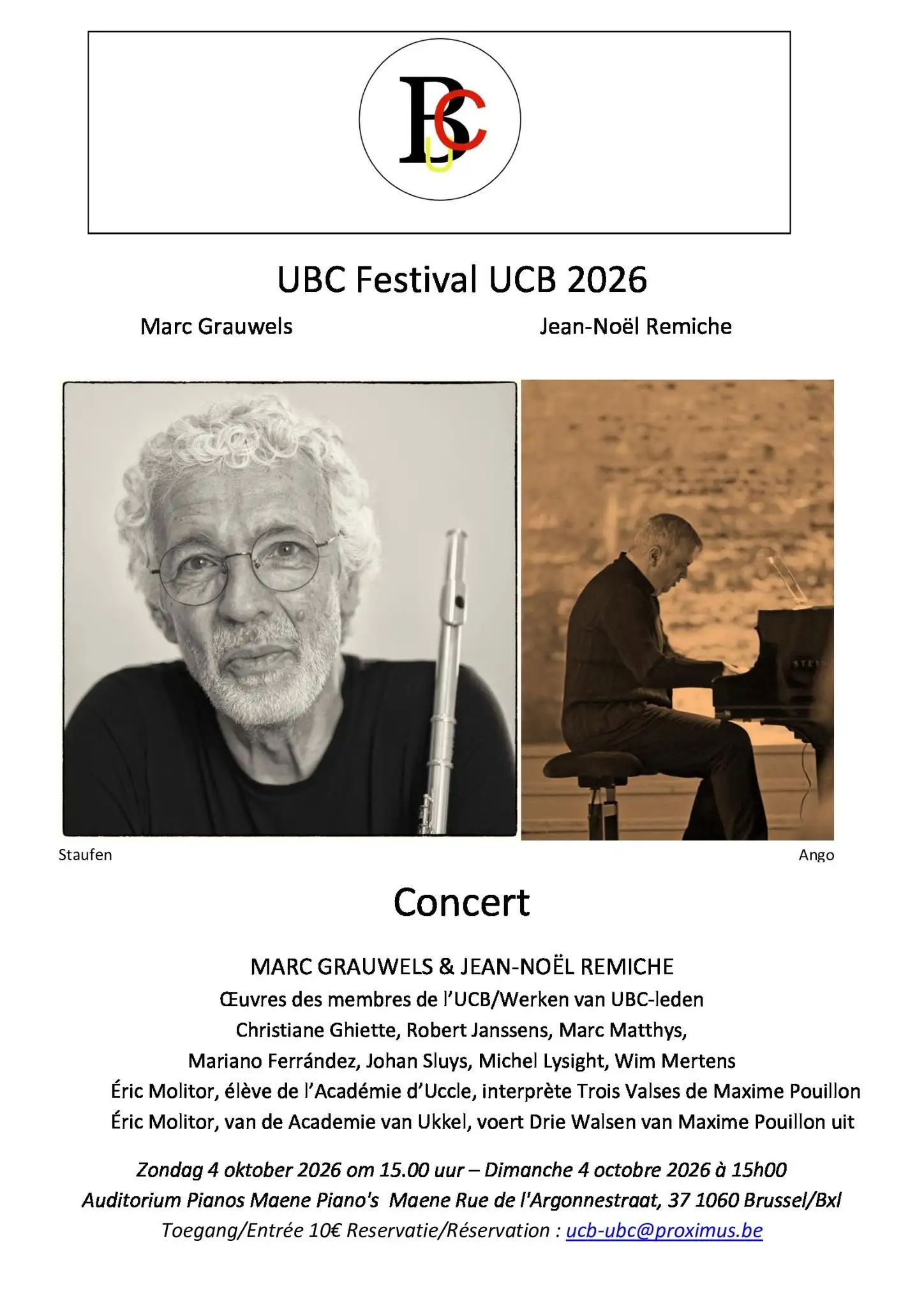 Concert UCB avec Jean-Noël Remiche, Marc Grauwels et Éric Molitor